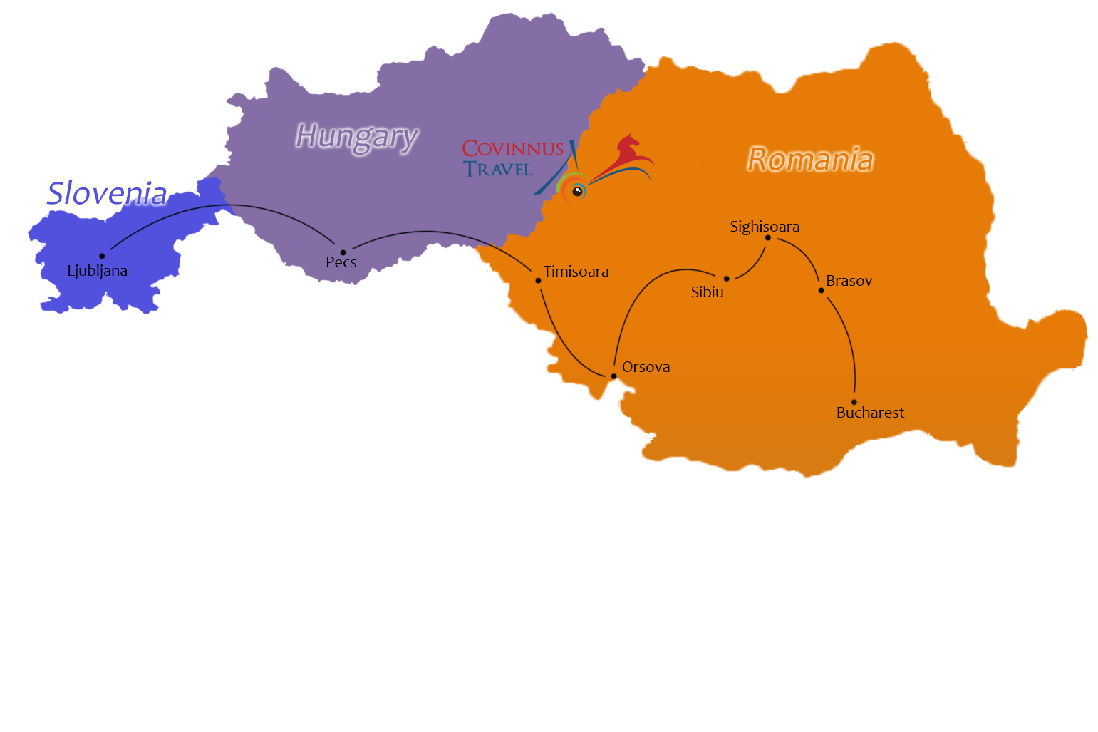Bucharest to Ljubljana Tour Map